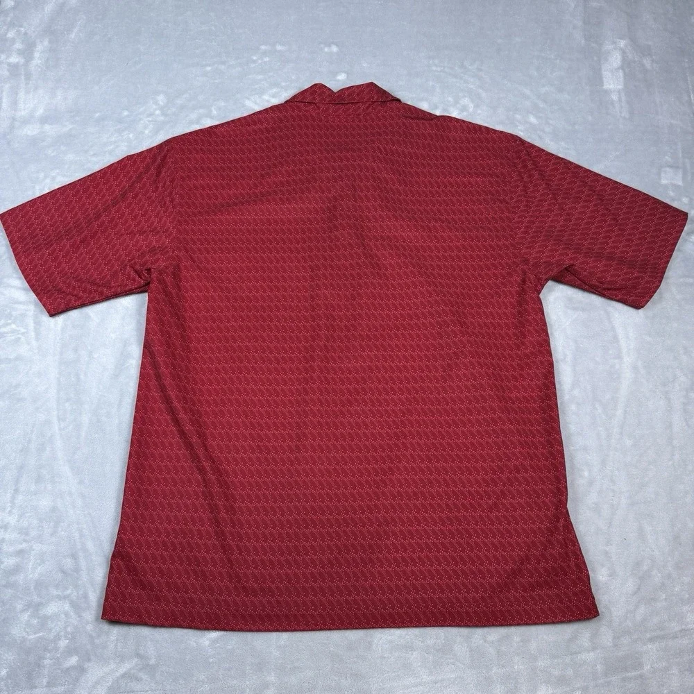 Nike‎ Tiger Woods Collection Red Geometric Wave Dri-FIT Golf Polo Shirt Mens L